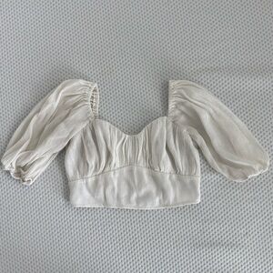 Abercrombie & Fitch Milk Maid White Puff Sleeve Crop Top Size XS